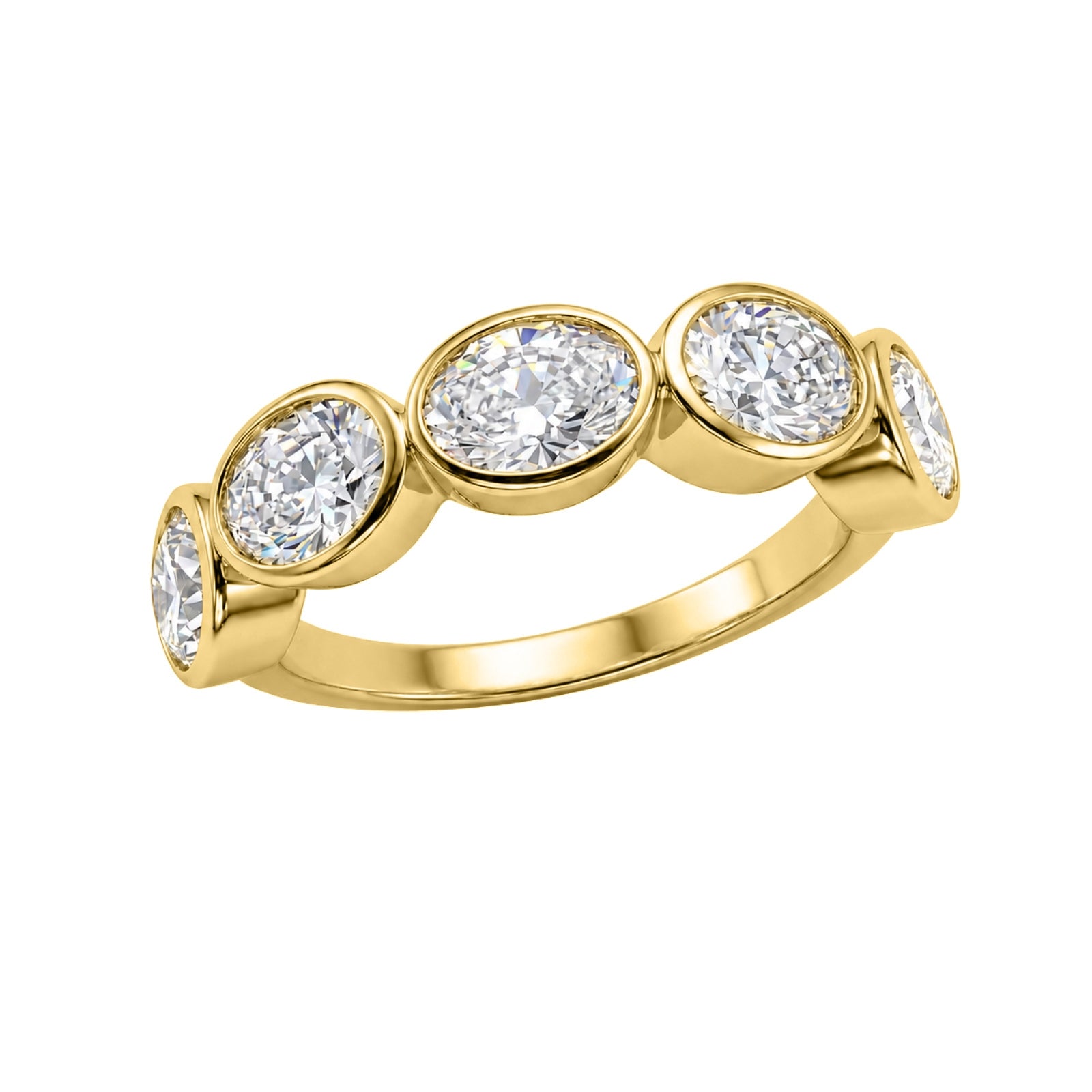 Venturant 3.00 Carat T.W. Oval-cut Lab Grown Diamond (F/VS+) 14K Gold Bezel Set 5 Stone Band Ring