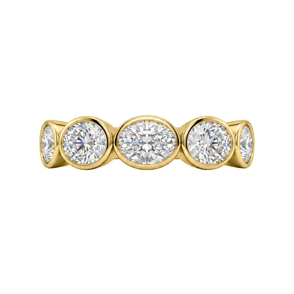 Venturant 3.00 Carat T.W. Oval-cut Lab Grown Diamond (F/VS+) 14K Gold Bezel Set 5 Stone Band Ring