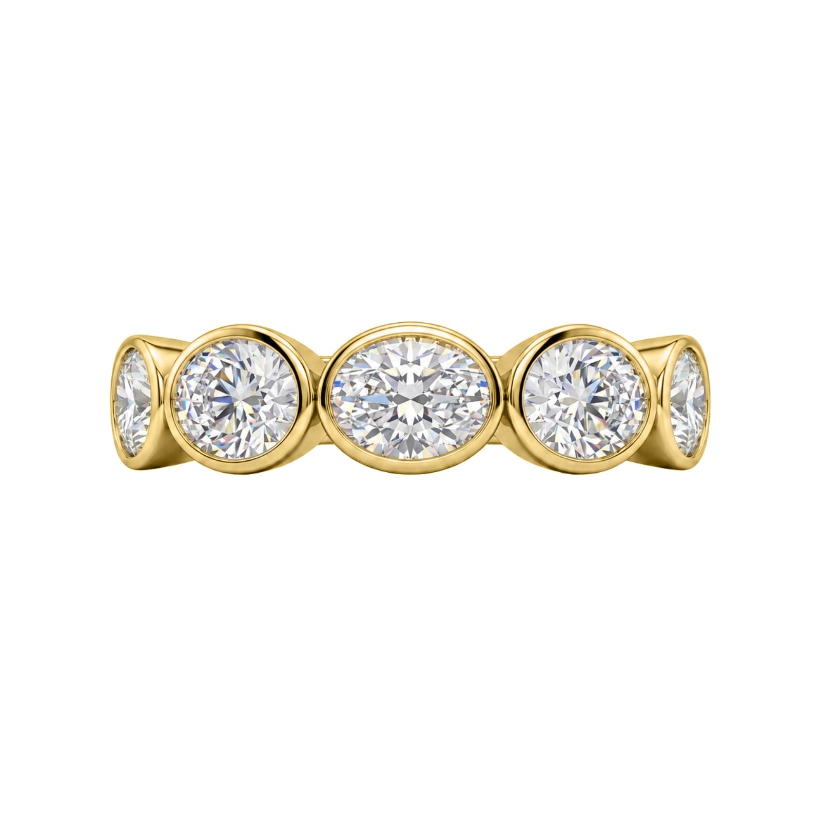 Venturant 3.00 Carat T.W. Oval-cut Lab Grown Diamond (F/VS+) 14K Gold Bezel Set 5 Stone Band Ring