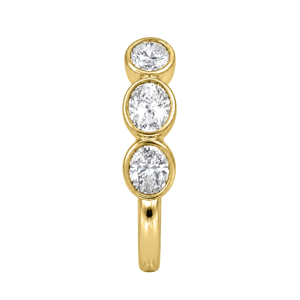 Venturant 3.00 Carat T.W. Oval-cut Lab Grown Diamond (F/VS+) 14K Gold Bezel Set 5 Stone Band Ring