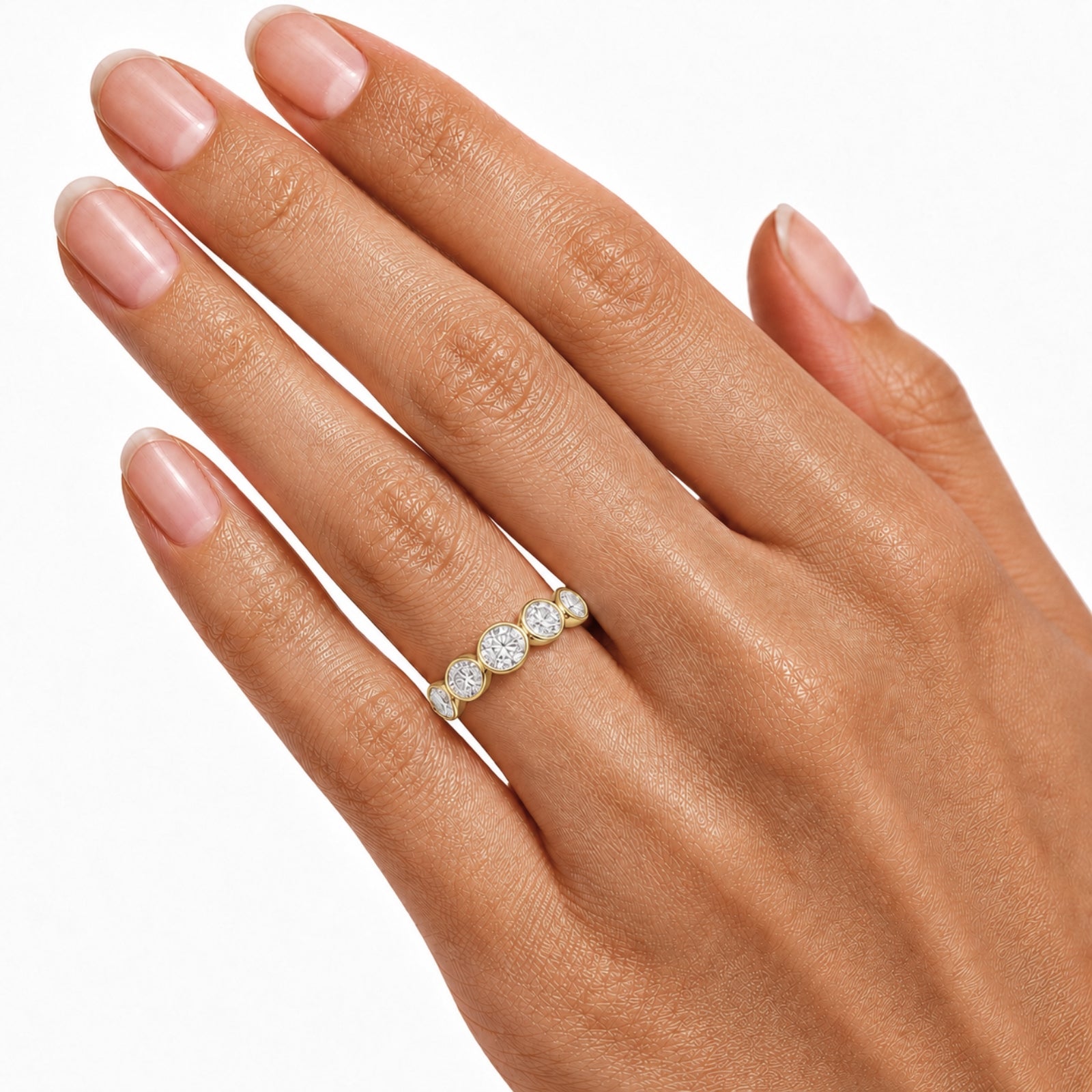 Venturant 3.00 Carat T.W. Oval-cut Lab Grown Diamond (F/VS+) 14K Gold Bezel Set 5 Stone Band Ring