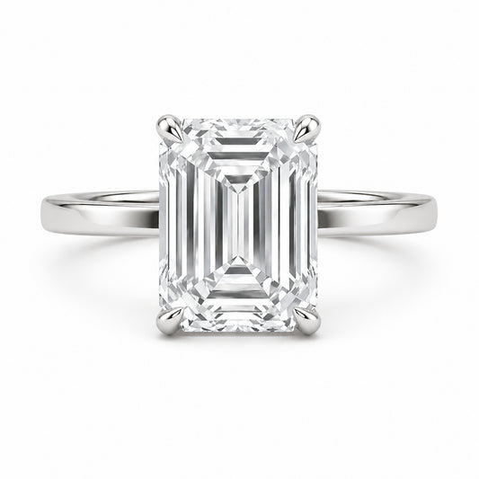1.00-6.00 Carat T.W. Emerald-cut Lab Grown Diamond (D/VS+) 14K Gold Solitaire Ring