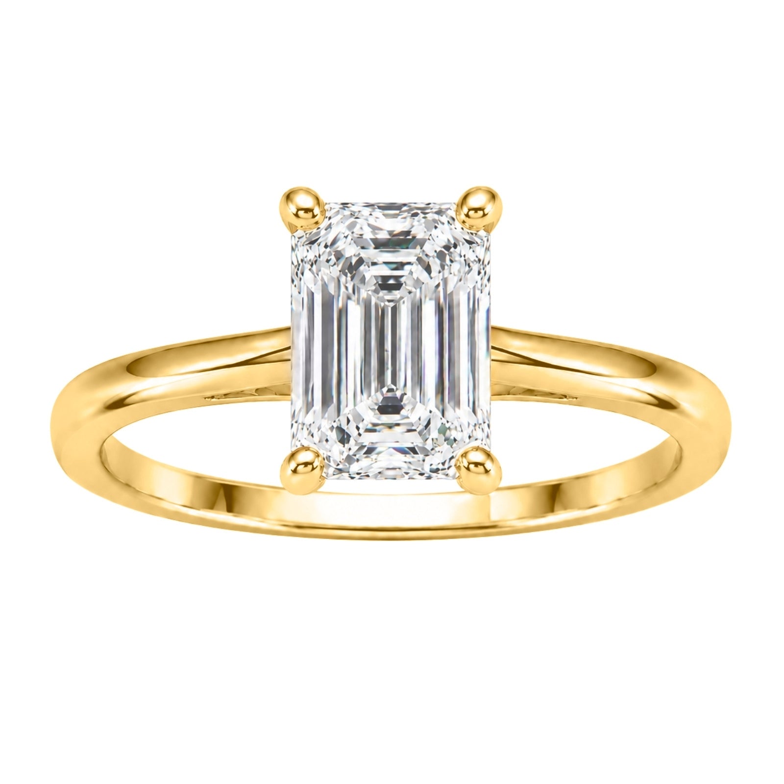 Venturant 1.00-6.00 Carat T.W. IGI certified Emerald-cut Lab Grown Diamond (D/VS+) 14K Gold Solitaire Ring