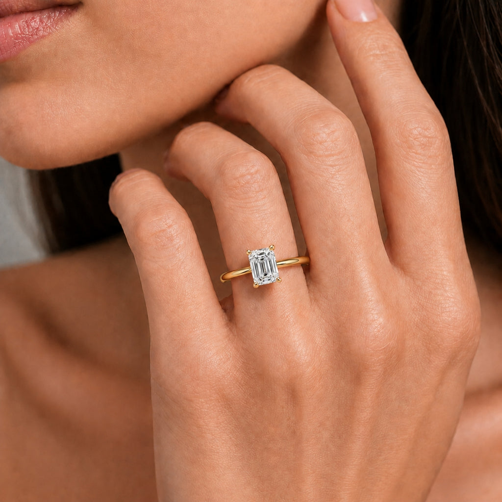 Venturant 1.00-6.00 Carat T.W. IGI certified Emerald-cut Lab Grown Diamond (D/VS+) 14K Gold Solitaire Ring