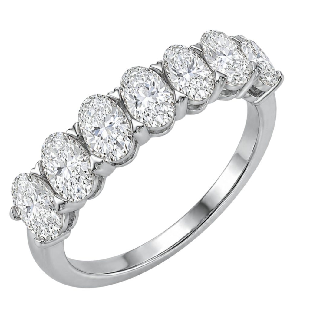 Venturant 2.00 -3.00 Carat T.W. Oval-cut Lab Grown Diamond (F/VS+) 14K Gold 7 Stone Band Ring
