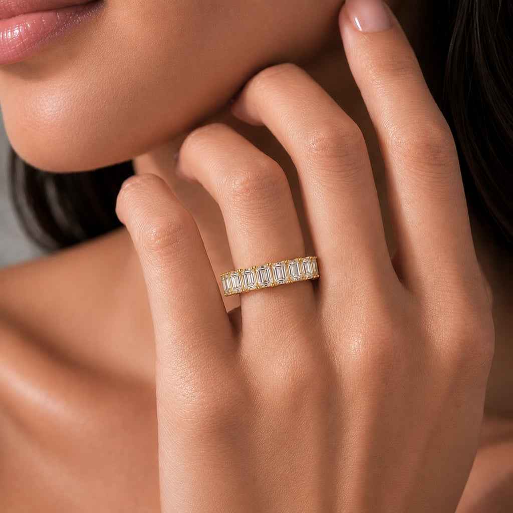 Venturant 5.00 - 7.00 Carat T.W. Emerald-cut Lab Grown Diamond (F/VS+) 14K Gold Eternity Band Ring
