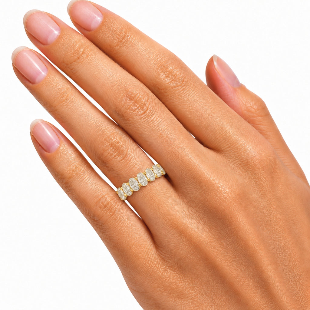 Venturant 5.00 - 7.00 Carat T.W. Oval-cut Lab Grown Diamond (F/VS+) 14K Gold Eternity Band Ring