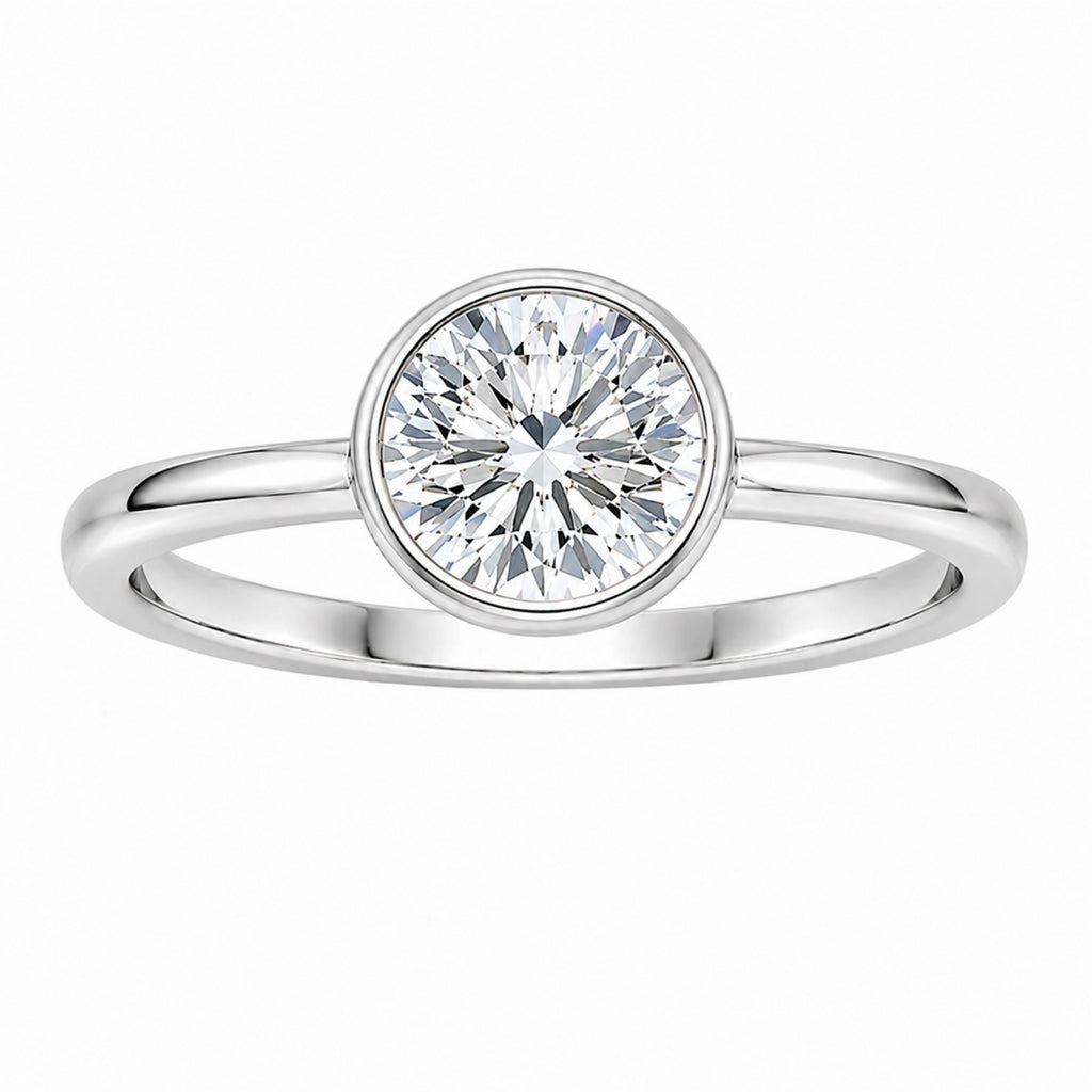 Venturant 1.00-6.00 Carat T.W. IGI certified Round-cut Lab Grown Diamond (D/VS+) 14K Gold Bezel Set Ring