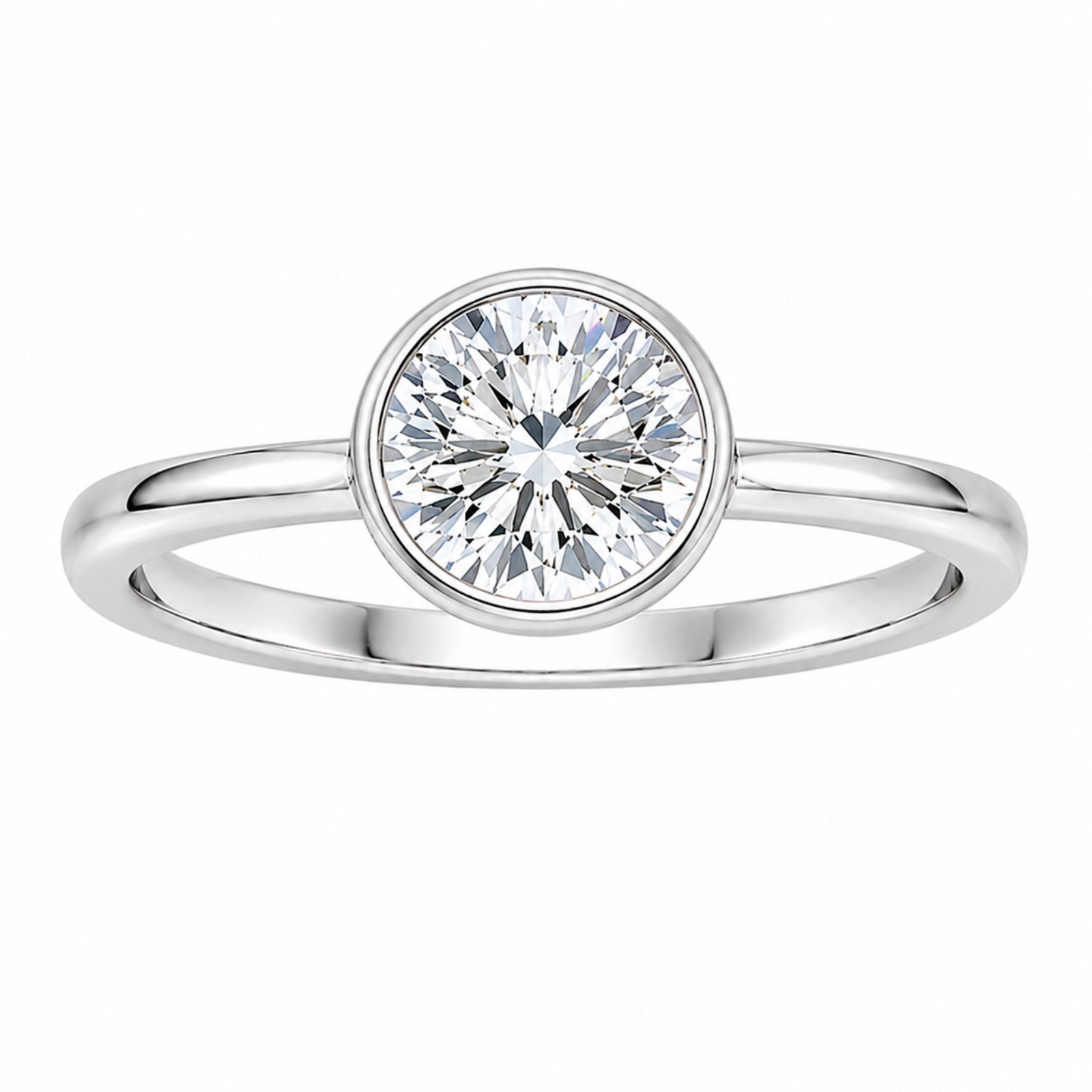 Venturant 1.00-6.00 Carat T.W. IGI certified Round-cut Lab Grown Diamond (D/VS+) 14K Gold Bezel Set Ring