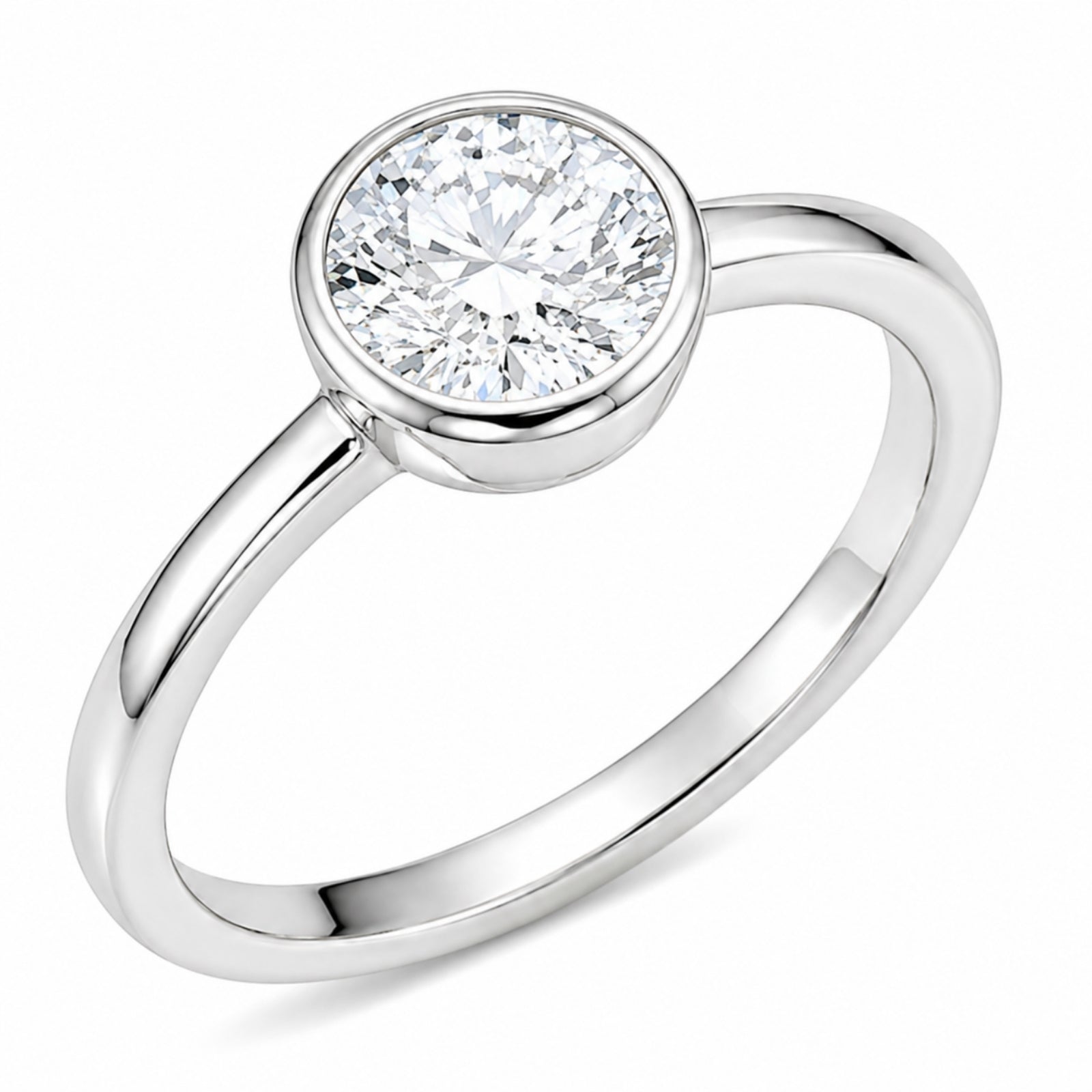 Venturant 1.00-6.00 Carat T.W. IGI certified Round-cut Lab Grown Diamond (D/VS+) 14K Gold Bezel Set Ring