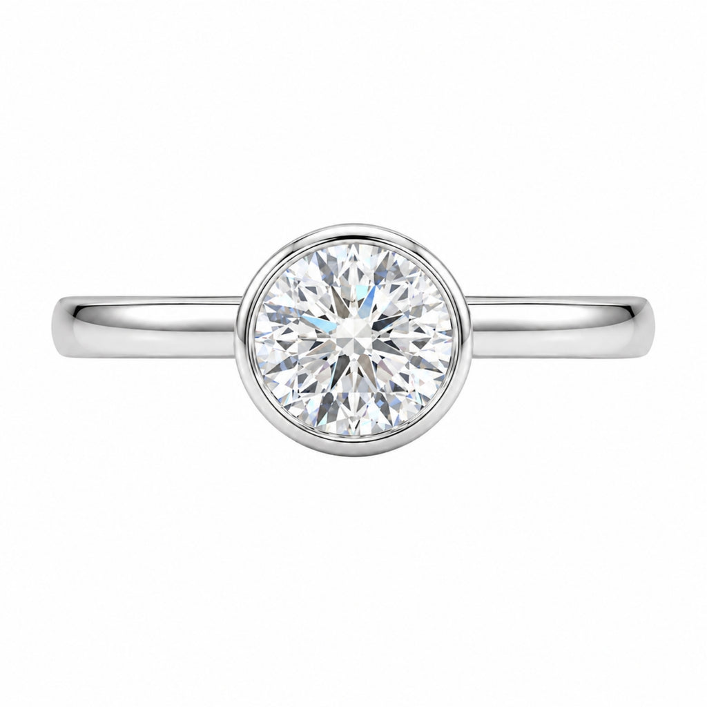 Venturant 1.00-6.00 Carat T.W. IGI certified Round-cut Lab Grown Diamond (D/VS+) 14K Gold Bezel Set Ring
