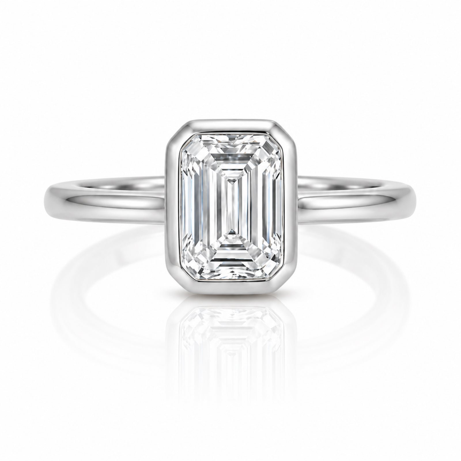 Venturant 1.00-6.00 Carat T.W. IGI certified Emerald-cut Lab Grown Diamond (D/VS+) 14K Gold Bezel Set Ring