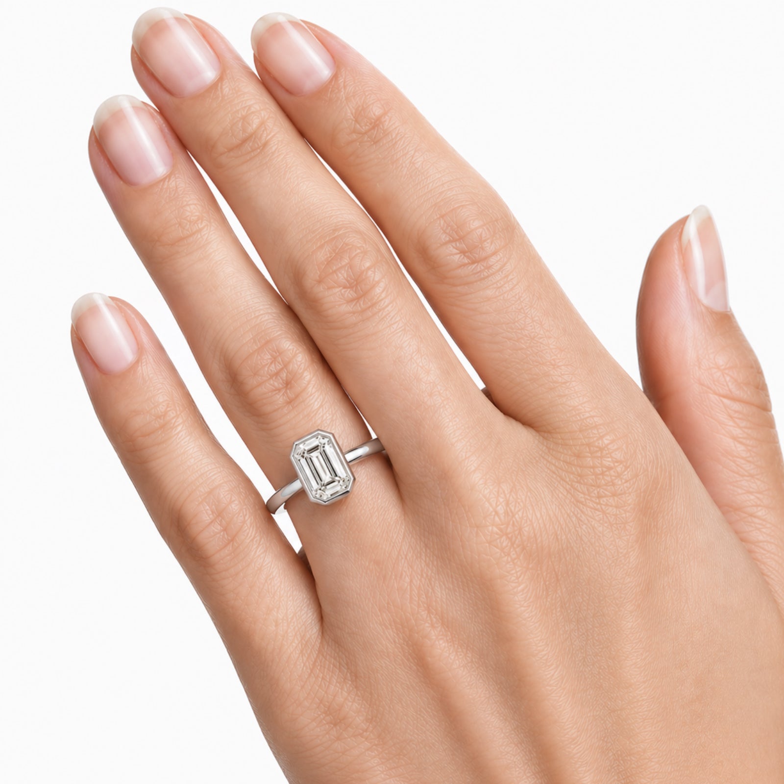 Venturant 1.00-6.00 Carat T.W. IGI certified Emerald-cut Lab Grown Diamond (D/VS+) 14K Gold Bezel Set Ring