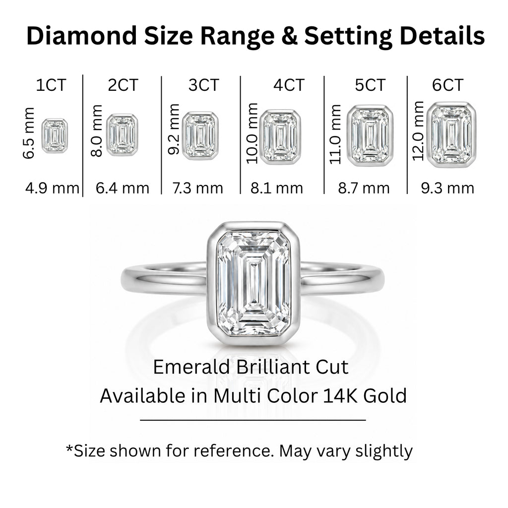 Venturant 1.00-6.00 Carat T.W. IGI certified Emerald-cut Lab Grown Diamond (D/VS+) 14K Gold Bezel Set Ring