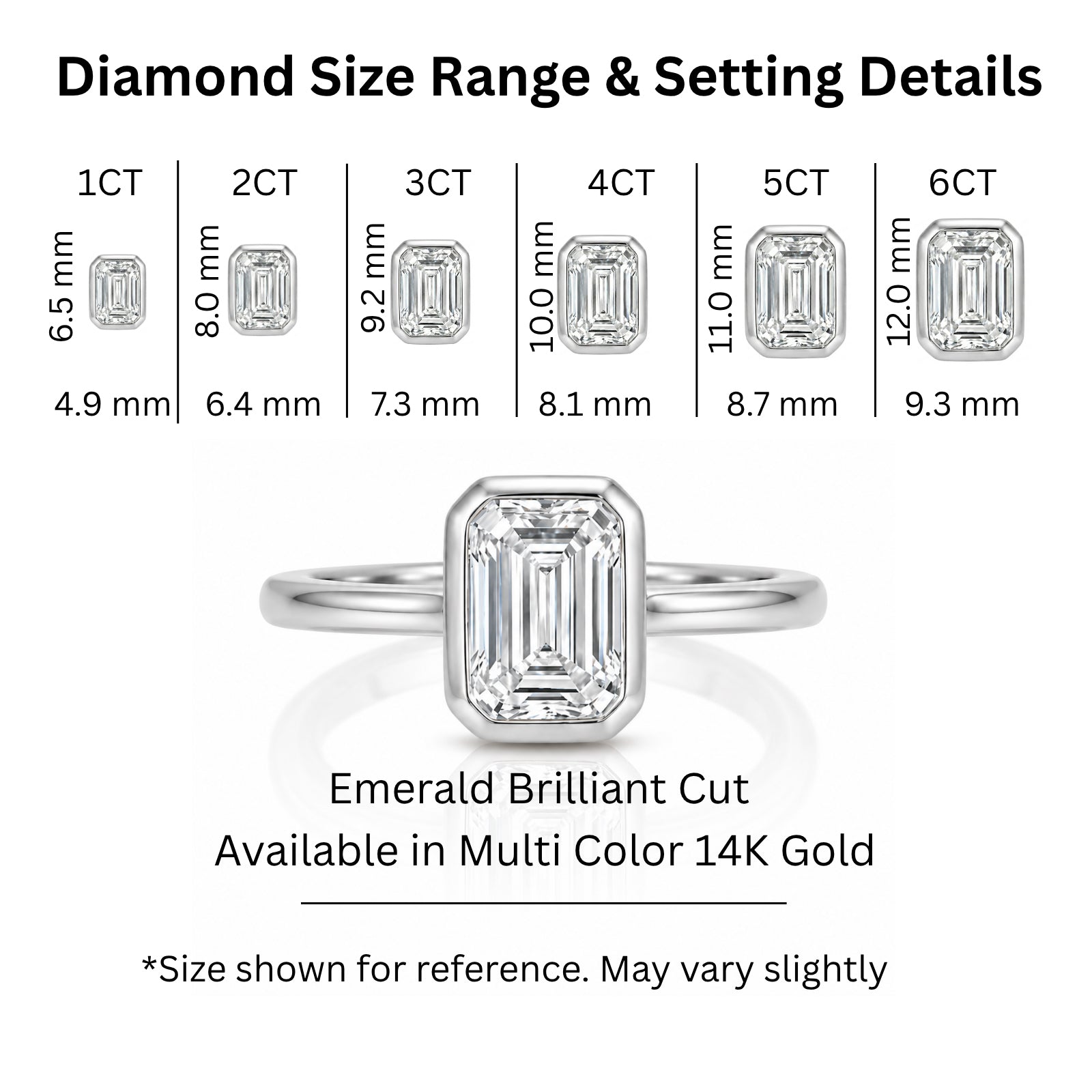 Venturant 1.00-6.00 Carat T.W. IGI certified Emerald-cut Lab Grown Diamond (D/VS+) 14K Gold Bezel Set Ring