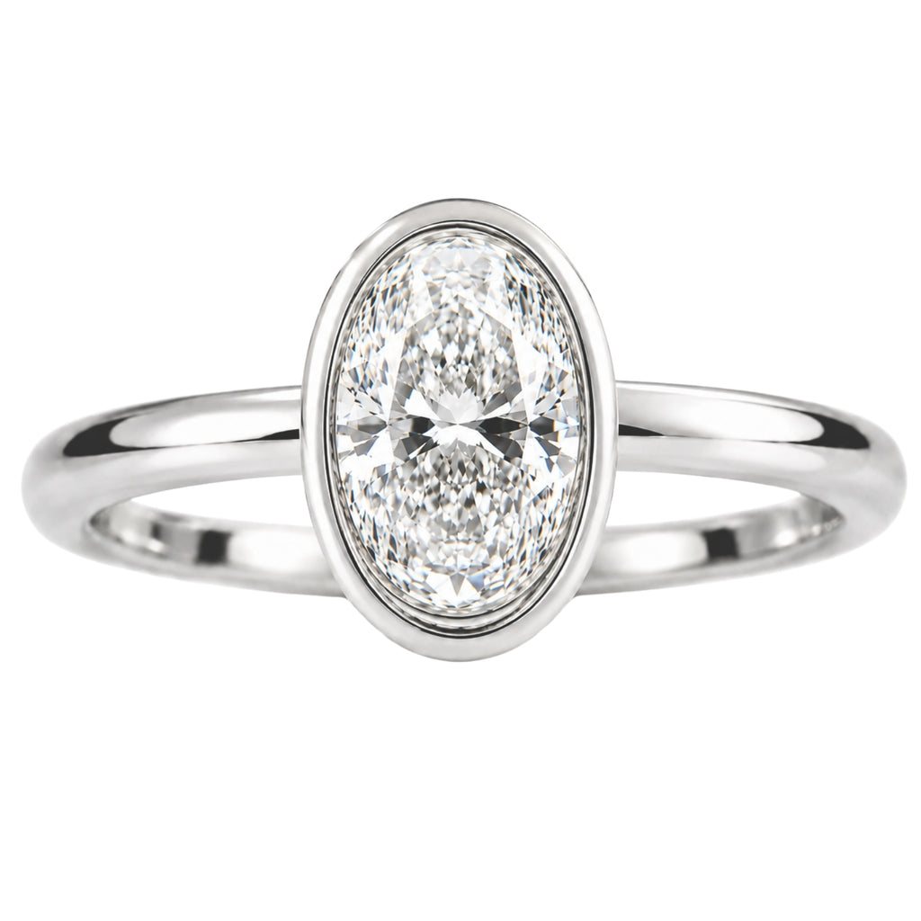 Venturant 1.00-6.00 Carat T.W. IGI certified Oval-cut Lab Grown Diamond (D/VS+) 14K Gold Bezel Set Ring