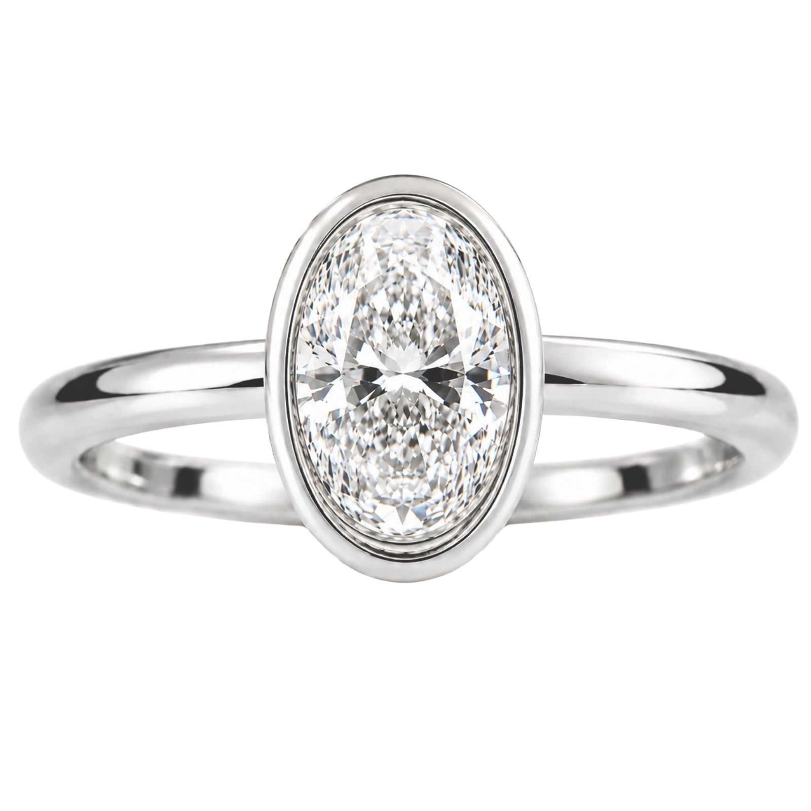 Venturant 1.00-6.00 Carat T.W. IGI certified Oval-cut Lab Grown Diamond (D/VS+) 14K Gold Bezel Set Ring