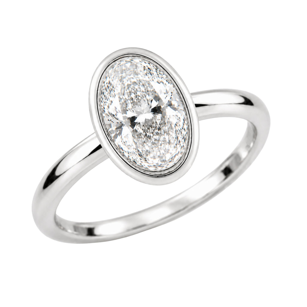 Venturant 1.00-6.00 Carat T.W. IGI certified Oval-cut Lab Grown Diamond (D/VS+) 14K Gold Bezel Set Ring