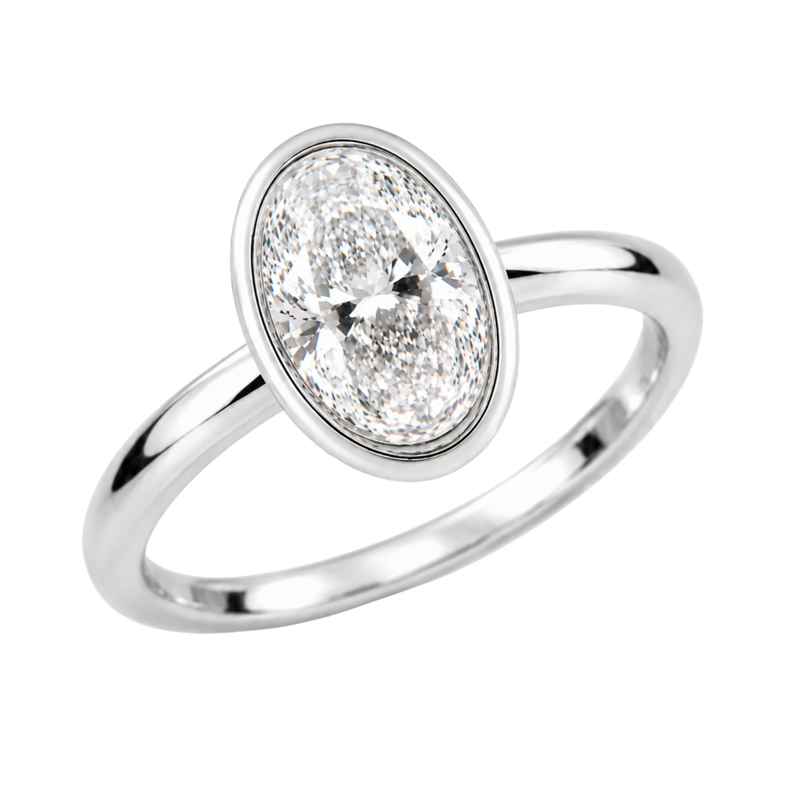 Venturant 1.00-6.00 Carat T.W. IGI certified Oval-cut Lab Grown Diamond (D/VS+) 14K Gold Bezel Set Ring