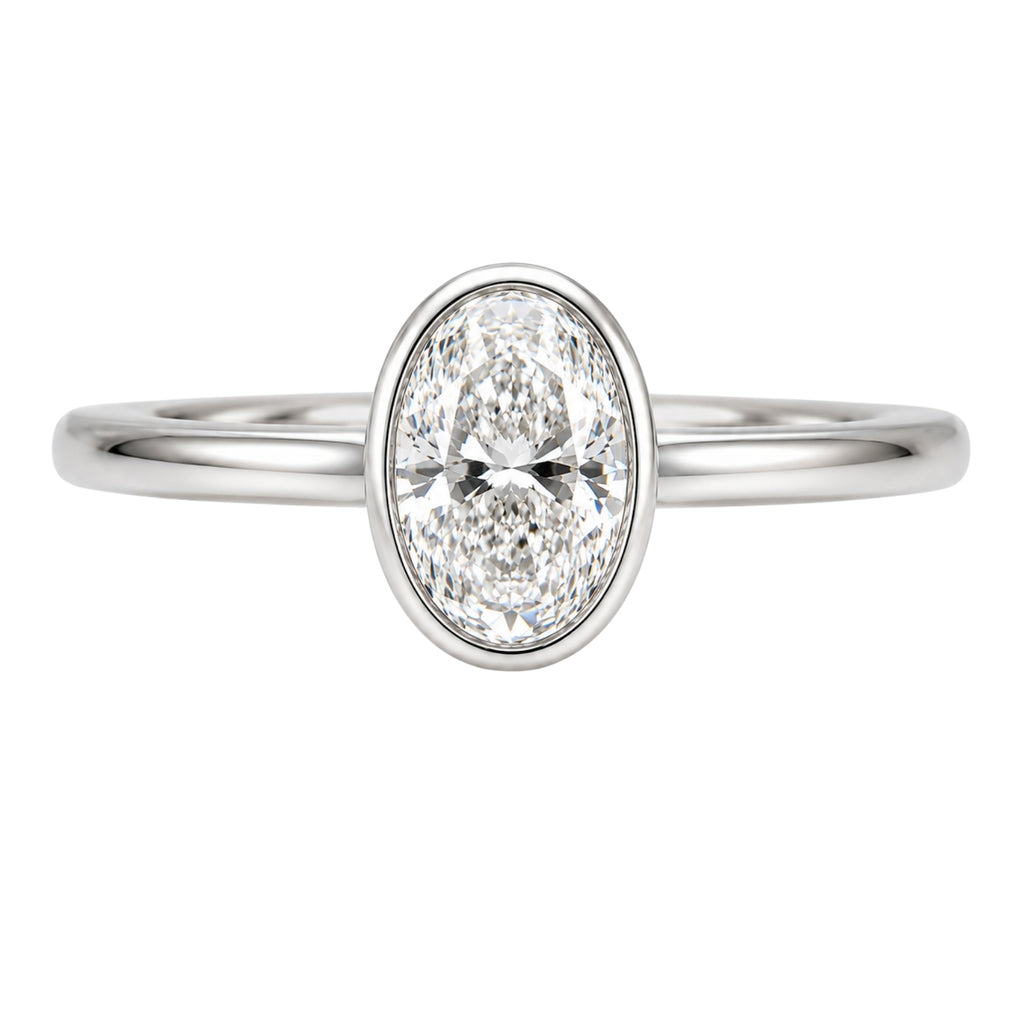 Venturant 1.00-6.00 Carat T.W. IGI certified Oval-cut Lab Grown Diamond (D/VS+) 14K Gold Bezel Set Ring