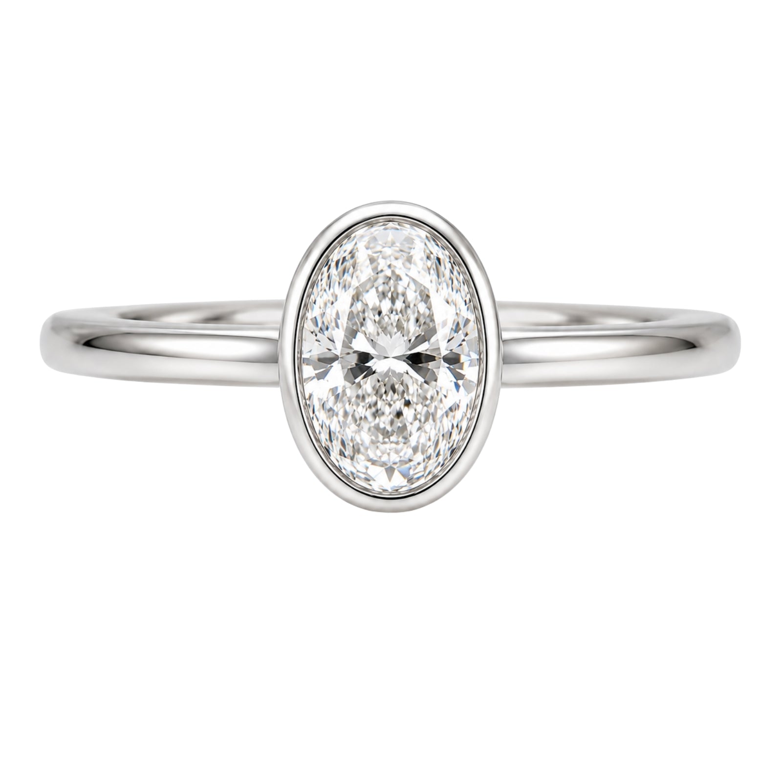 Venturant 1.00-6.00 Carat T.W. IGI certified Oval-cut Lab Grown Diamond (D/VS+) 14K Gold Bezel Set Ring