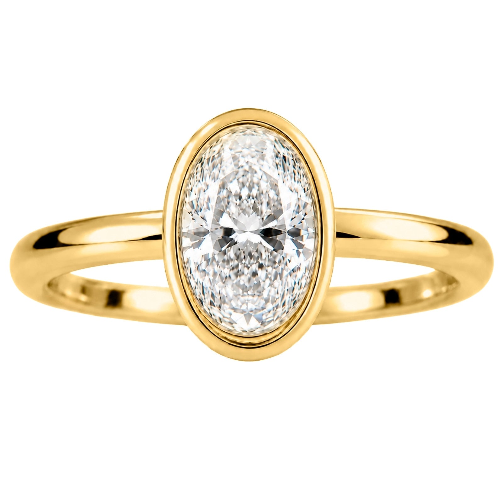Venturant 1.00-6.00 Carat T.W. IGI certified Oval-cut Lab Grown Diamond (D/VS+) 14K Gold Bezel Set Ring