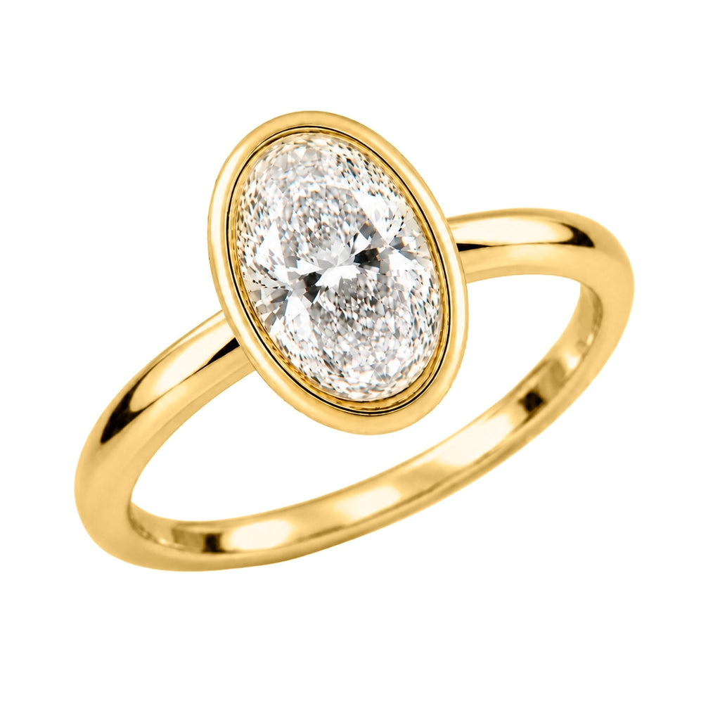 Venturant 1.00-6.00 Carat T.W. IGI certified Oval-cut Lab Grown Diamond (D/VS+) 14K Gold Bezel Set Ring