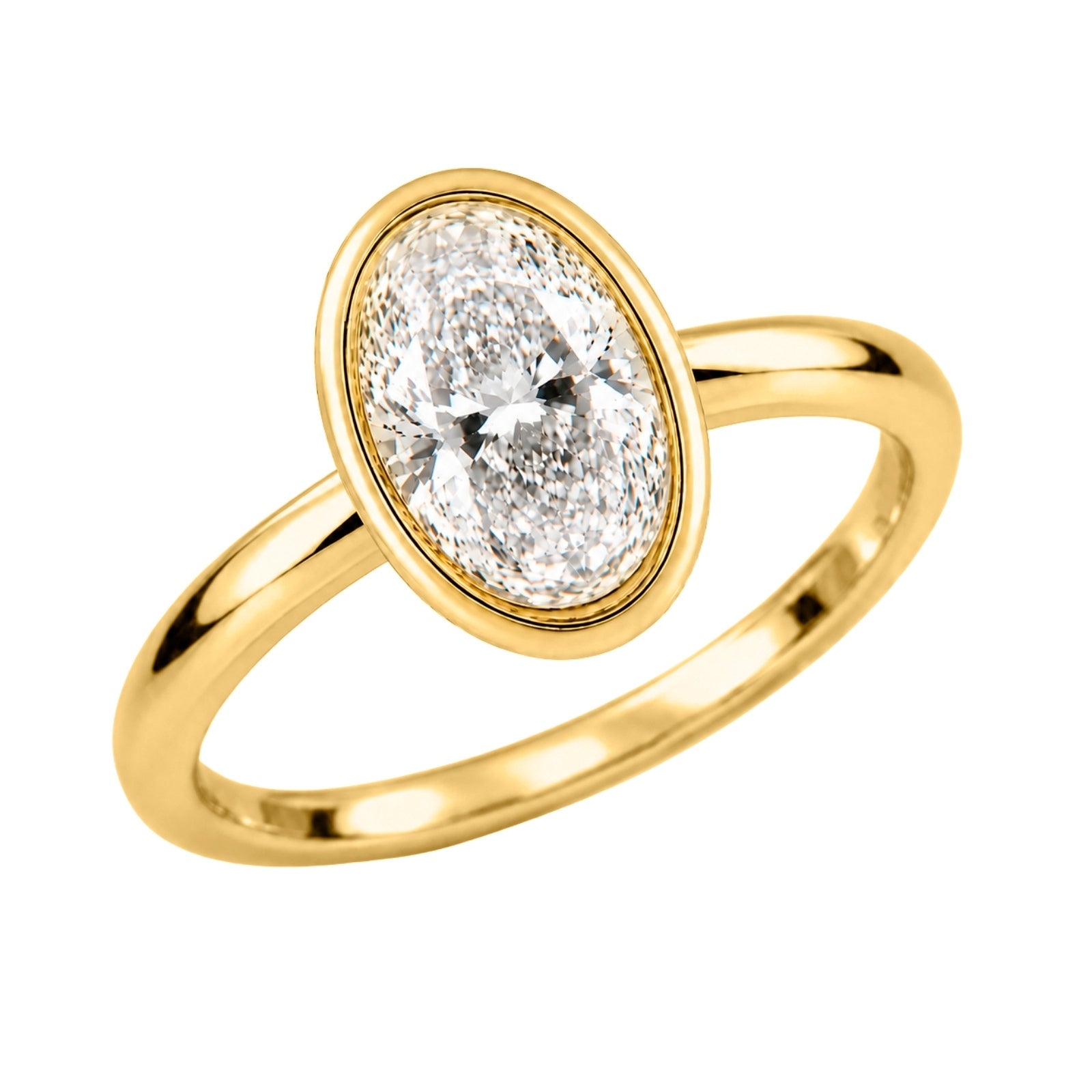 Venturant 1.00-6.00 Carat T.W. IGI certified Oval-cut Lab Grown Diamond (D/VS+) 14K Gold Bezel Set Ring