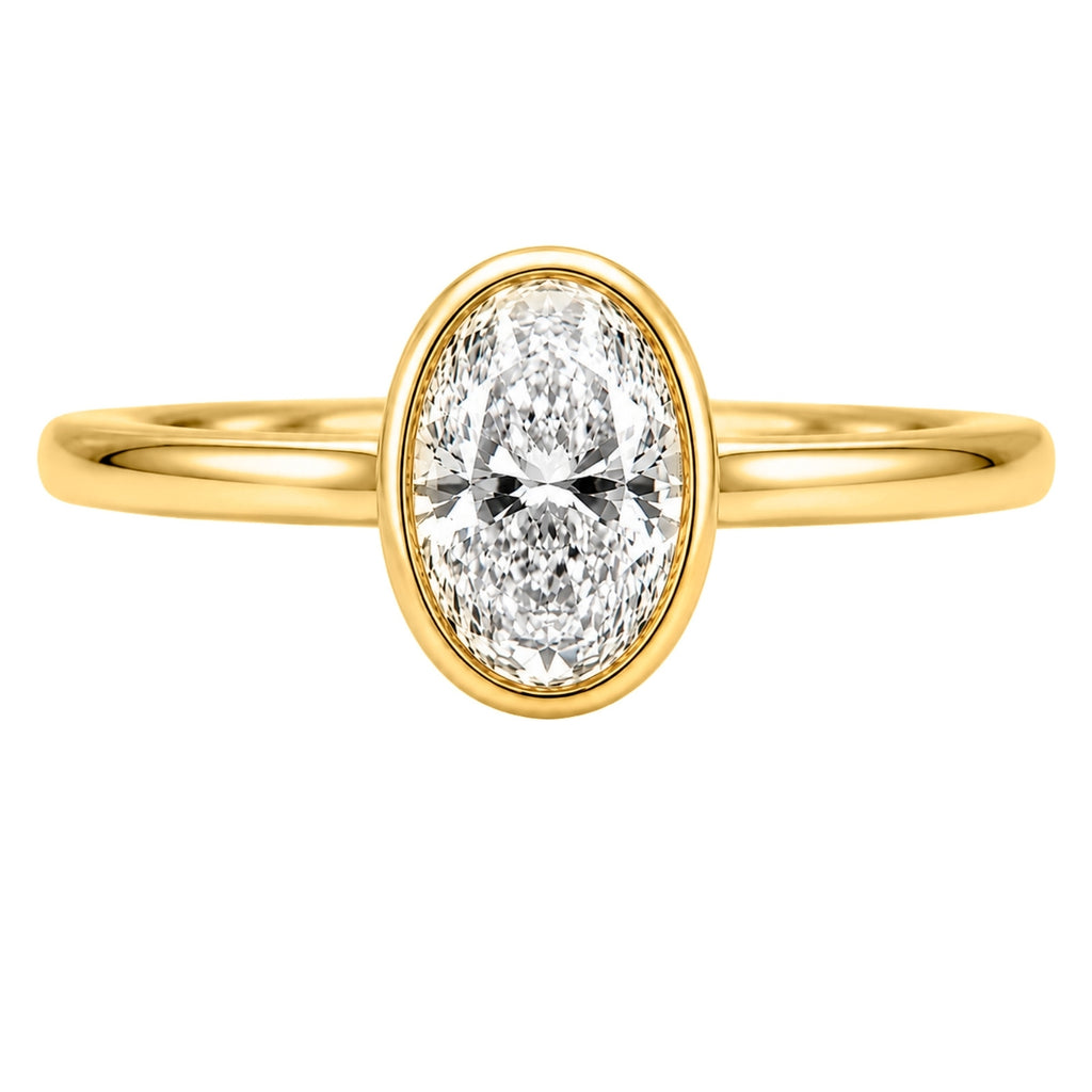 Venturant 1.00-6.00 Carat T.W. IGI certified Oval-cut Lab Grown Diamond (D/VS+) 14K Gold Bezel Set Ring