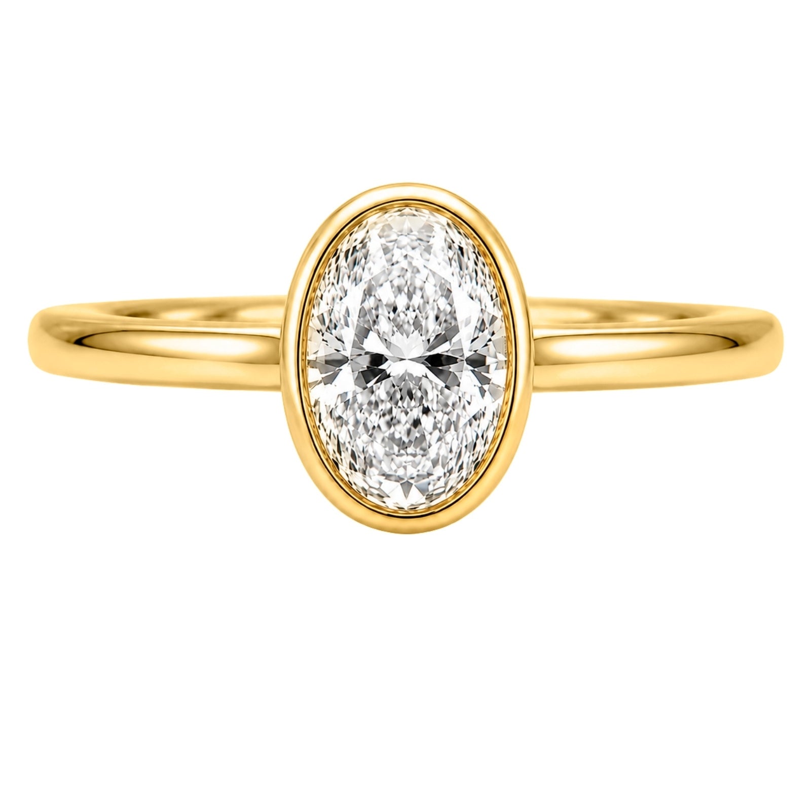 Venturant 1.00-6.00 Carat T.W. IGI certified Oval-cut Lab Grown Diamond (D/VS+) 14K Gold Bezel Set Ring