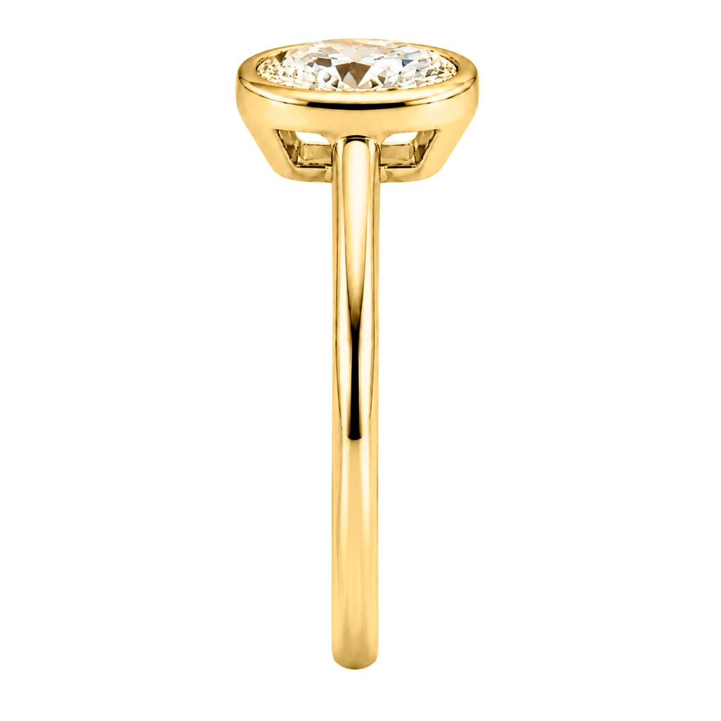 Venturant 1.00-6.00 Carat T.W. IGI certified Oval-cut Lab Grown Diamond (D/VS+) 14K Gold Bezel Set Ring