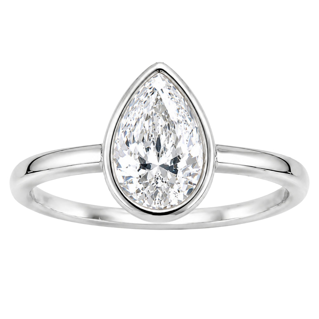 Venturant 1.00-6.00 Carat T.W. IGI certified Pear-cut Lab Grown Diamond (D/VS+) 14K Gold Bezel Set Ring