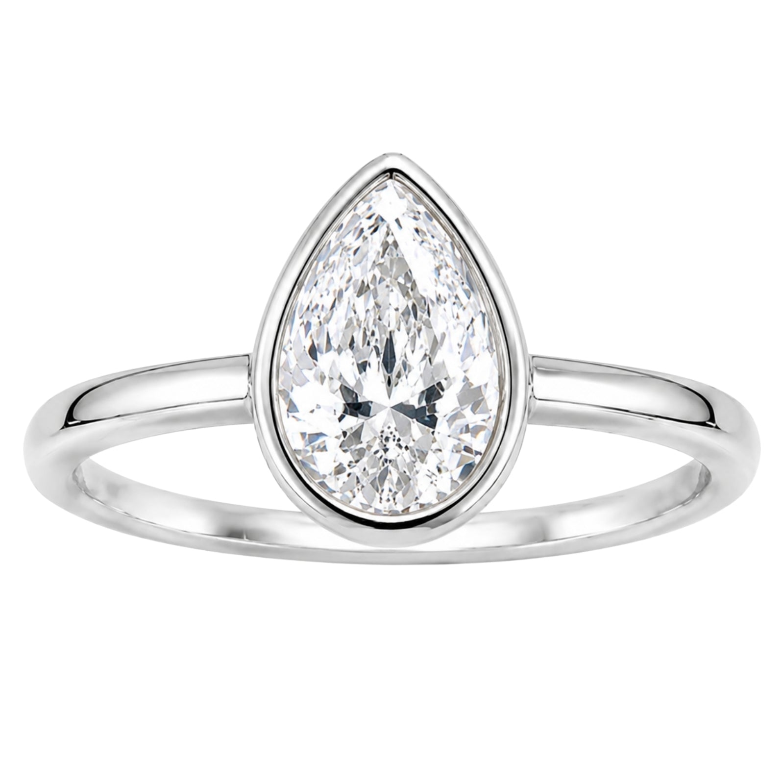 Venturant 1.00-6.00 Carat T.W. IGI certified Pear-cut Lab Grown Diamond (D/VS+) 14K Gold Bezel Set Ring