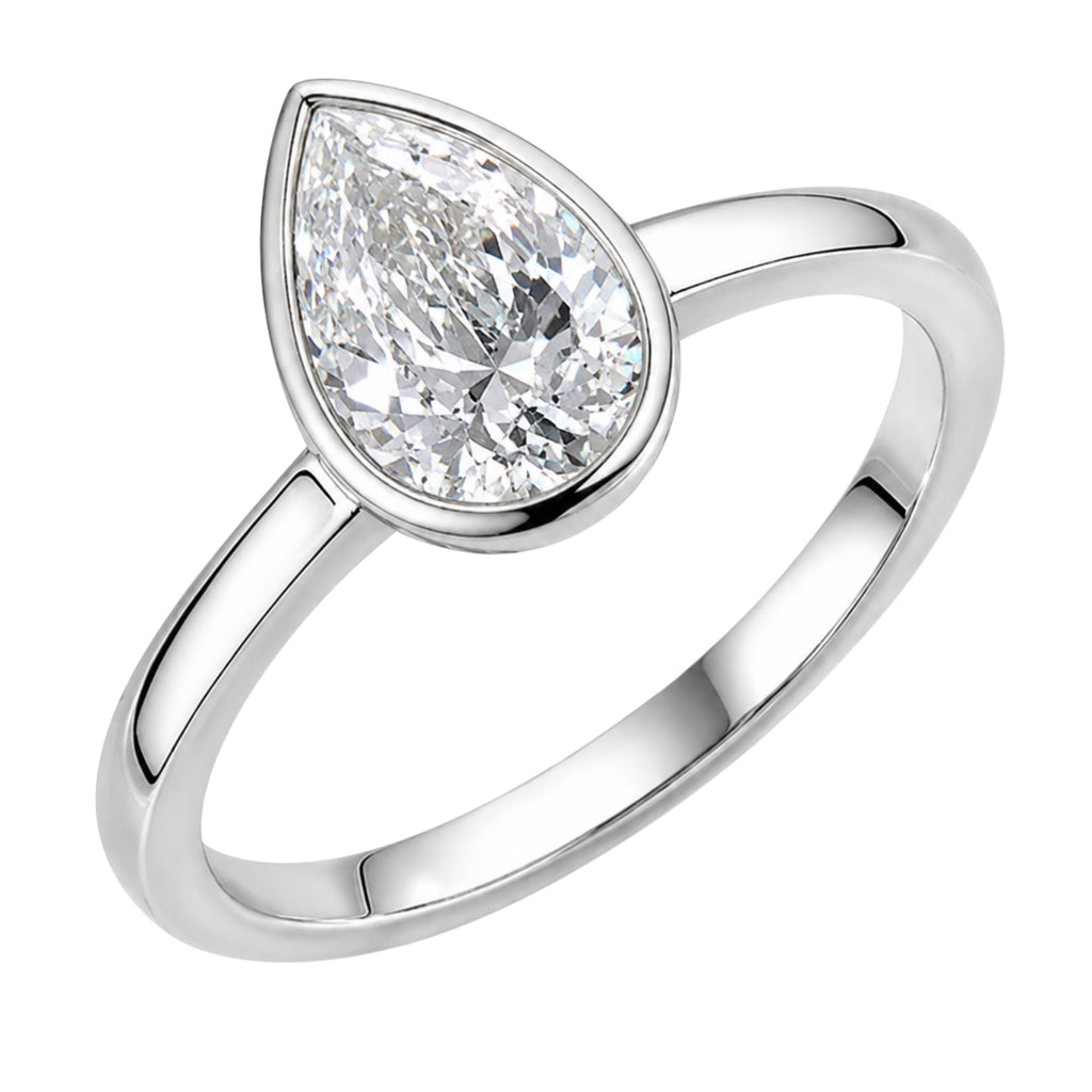 Venturant 1.00-6.00 Carat T.W. IGI certified Pear-cut Lab Grown Diamond (D/VS+) 14K Gold Bezel Set Ring
