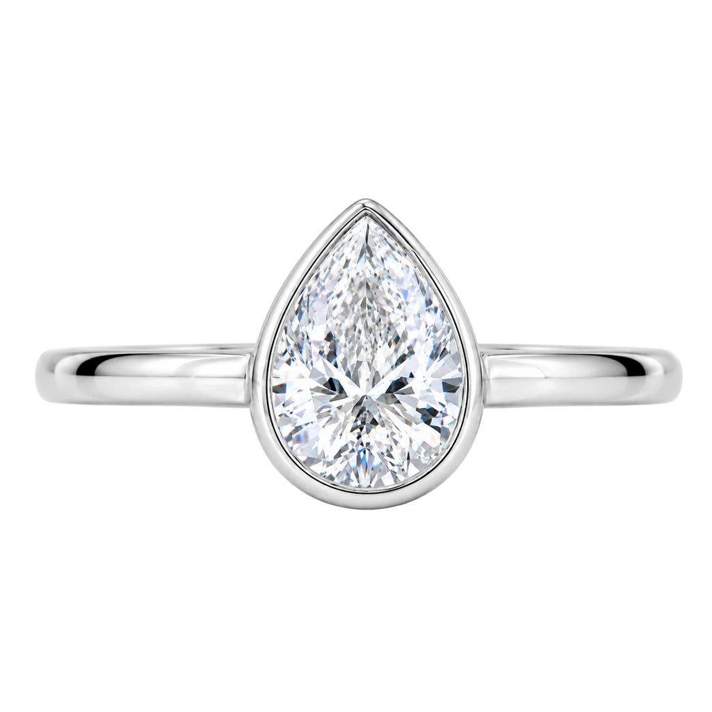 Venturant 1.00-6.00 Carat T.W. IGI certified Pear-cut Lab Grown Diamond (D/VS+) 14K Gold Bezel Set Ring