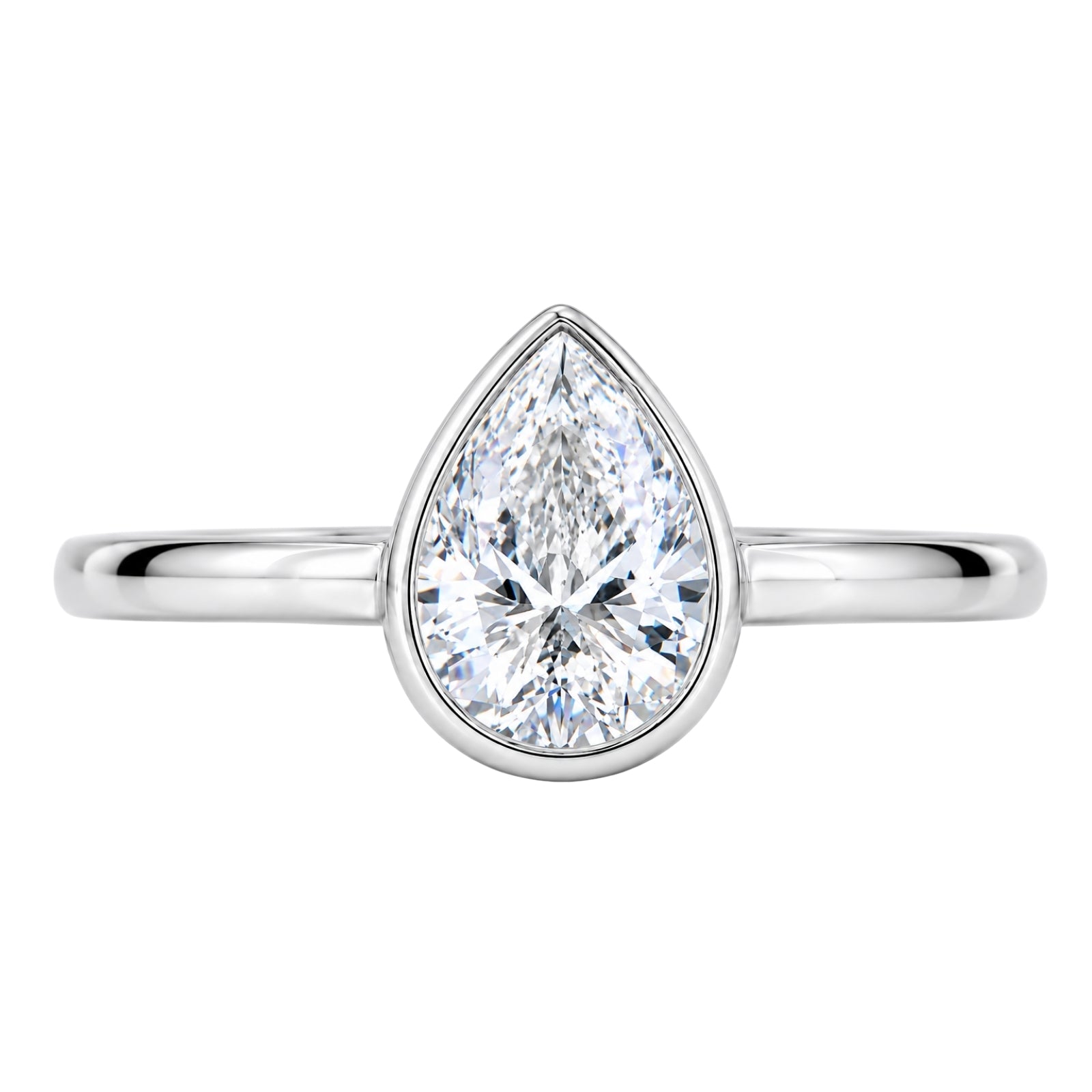 Venturant 1.00-6.00 Carat T.W. IGI certified Pear-cut Lab Grown Diamond (D/VS+) 14K Gold Bezel Set Ring