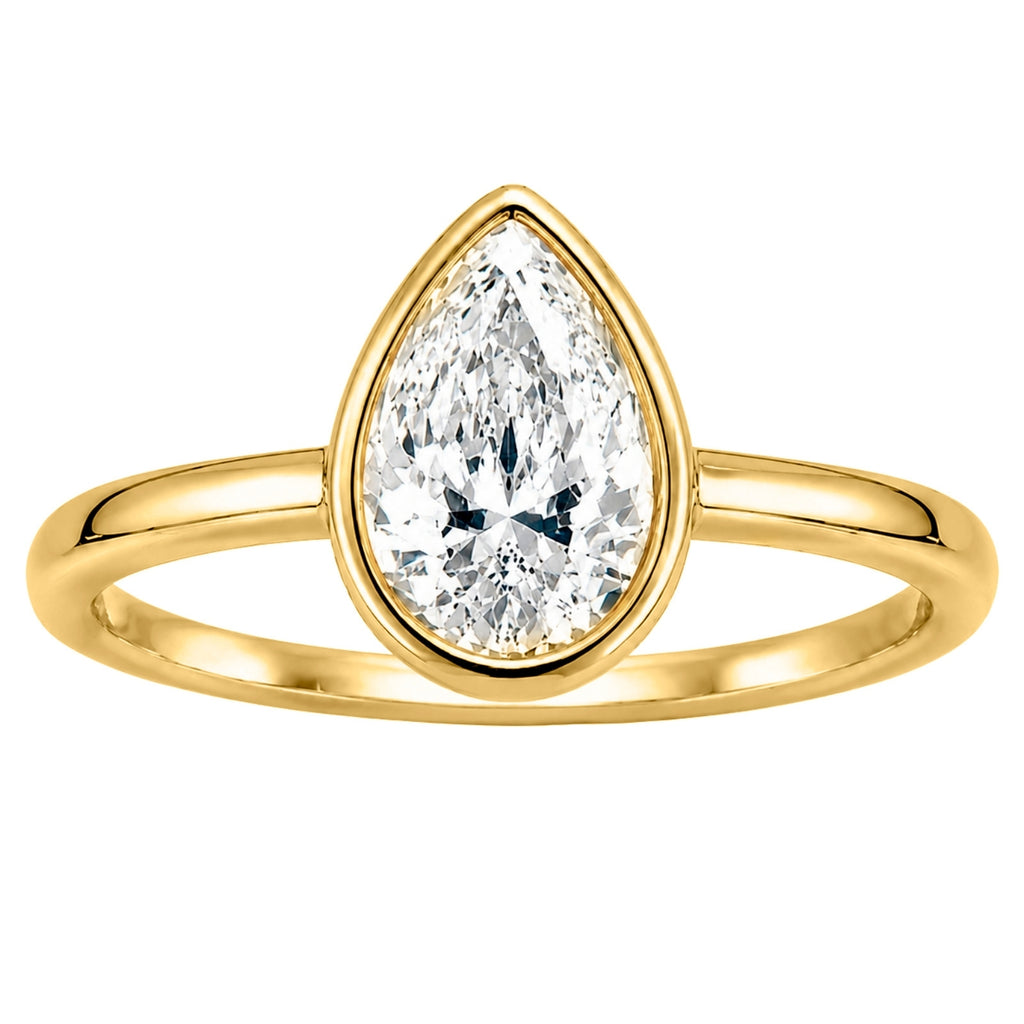 Venturant 1.00-6.00 Carat T.W. IGI certified Pear-cut Lab Grown Diamond (D/VS+) 14K Gold Bezel Set Ring