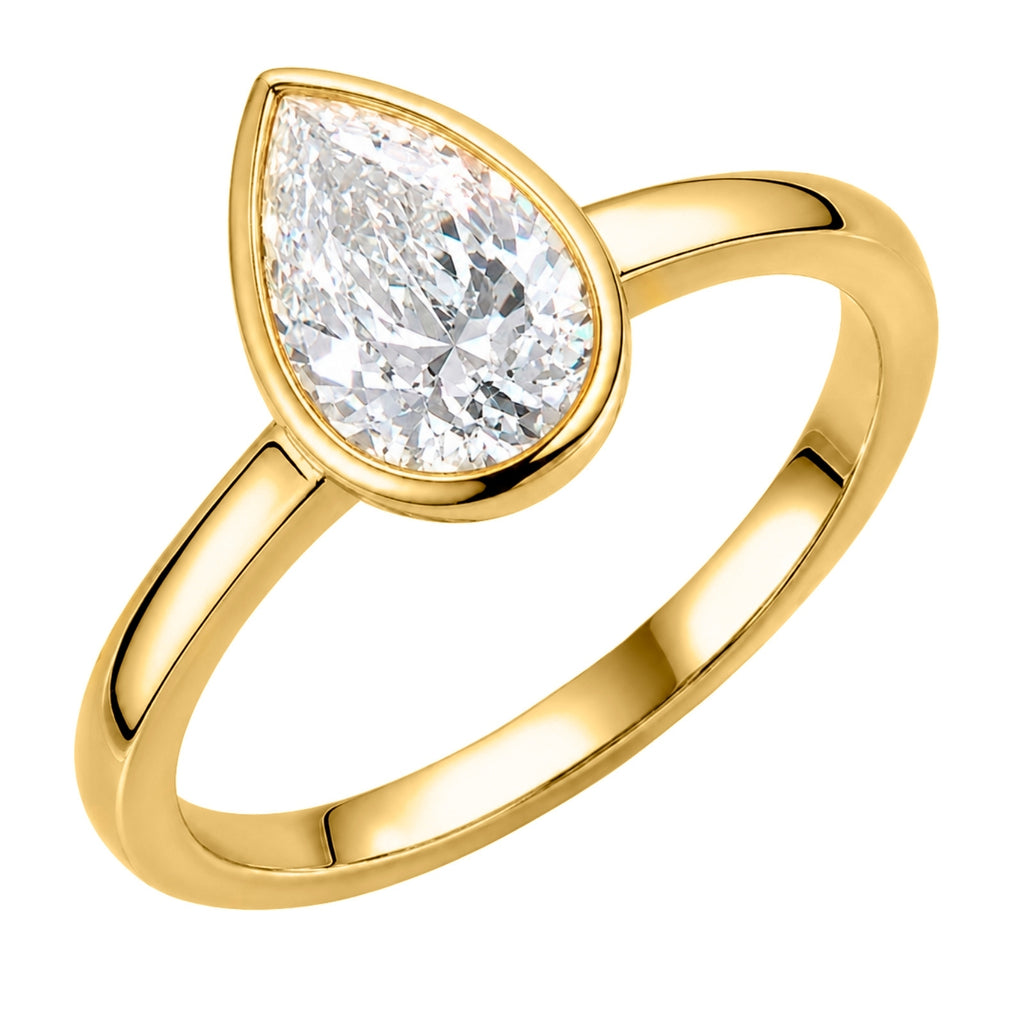 Venturant 1.00-6.00 Carat T.W. IGI certified Pear-cut Lab Grown Diamond (D/VS+) 14K Gold Bezel Set Ring