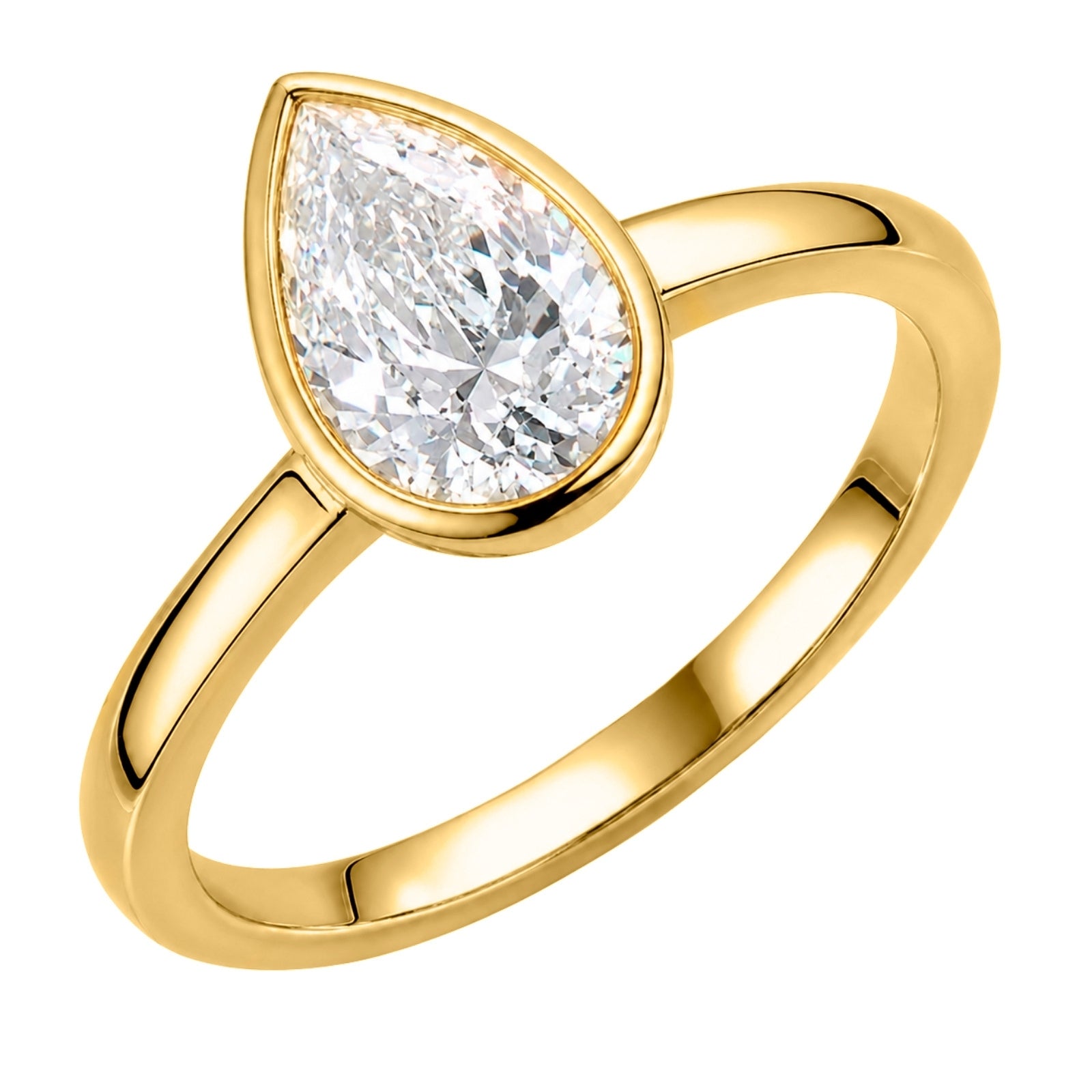 Venturant 1.00-6.00 Carat T.W. IGI certified Pear-cut Lab Grown Diamond (D/VS+) 14K Gold Bezel Set Ring