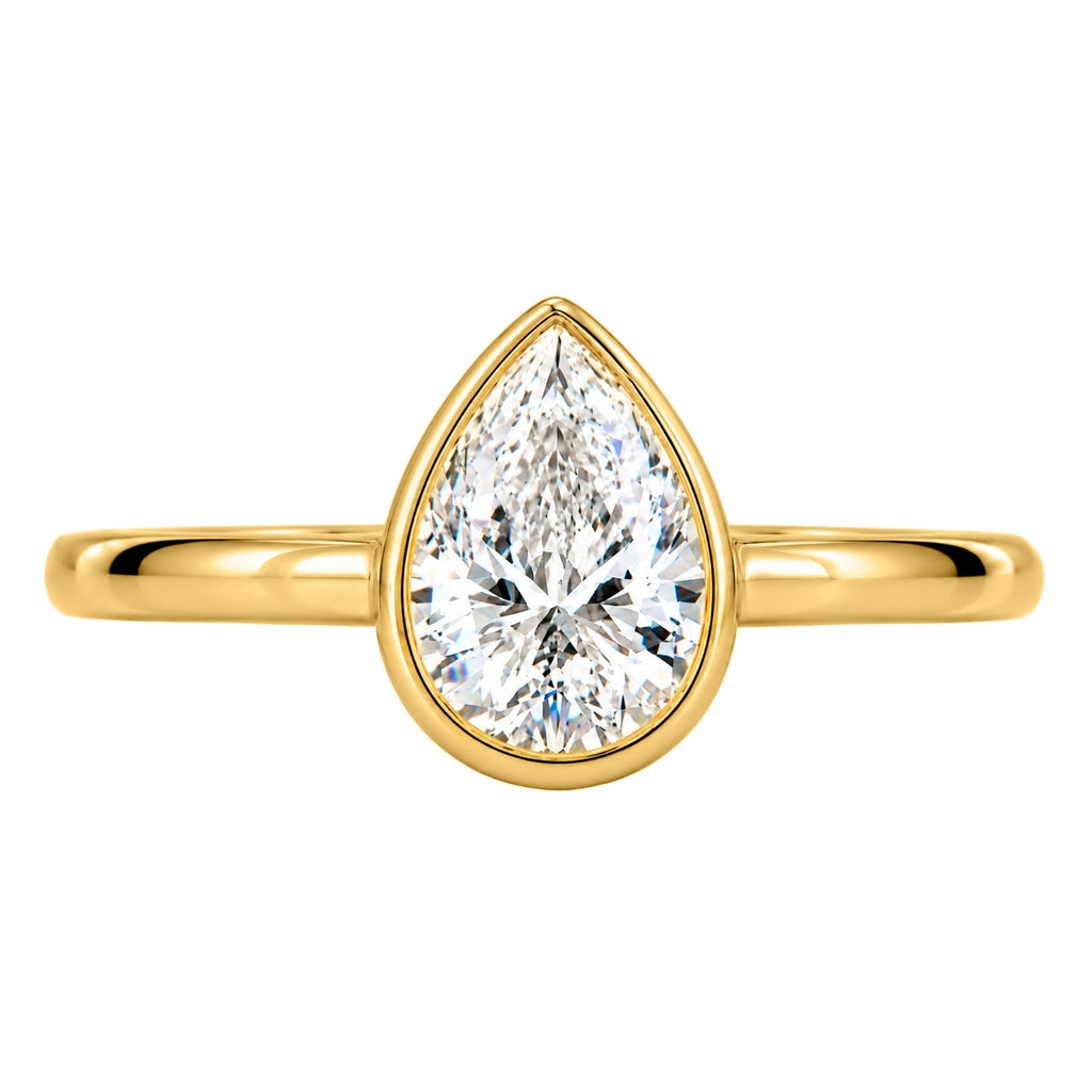 Venturant 1.00-6.00 Carat T.W. IGI certified Pear-cut Lab Grown Diamond (D/VS+) 14K Gold Bezel Set Ring