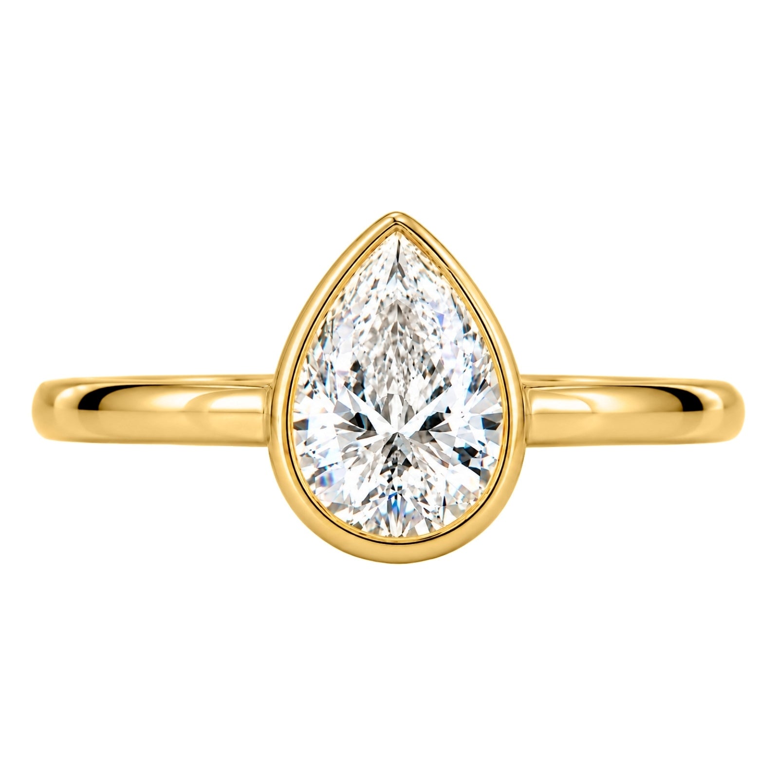 Venturant 1.00-6.00 Carat T.W. IGI certified Pear-cut Lab Grown Diamond (D/VS+) 14K Gold Bezel Set Ring