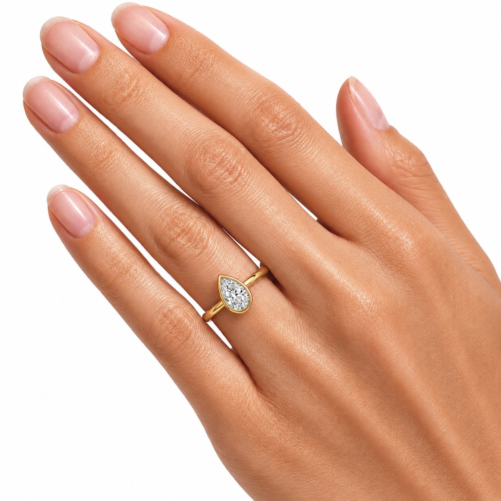 Venturant 1.00-6.00 Carat T.W. IGI certified Pear-cut Lab Grown Diamond (D/VS+) 14K Gold Bezel Set Ring