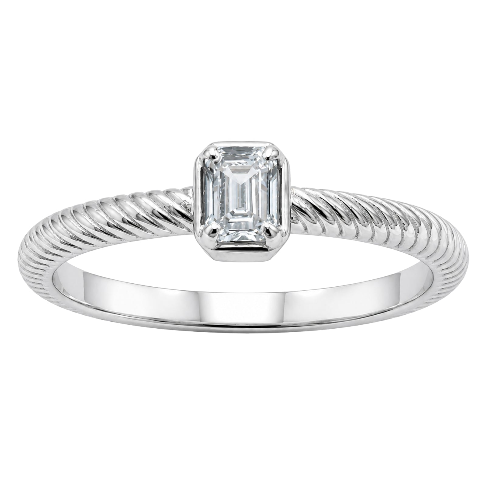 Venturant 1/5 Carat T.W. Emerald-cut Lab Grown Diamond (F/VS+) 14K Gold Ring