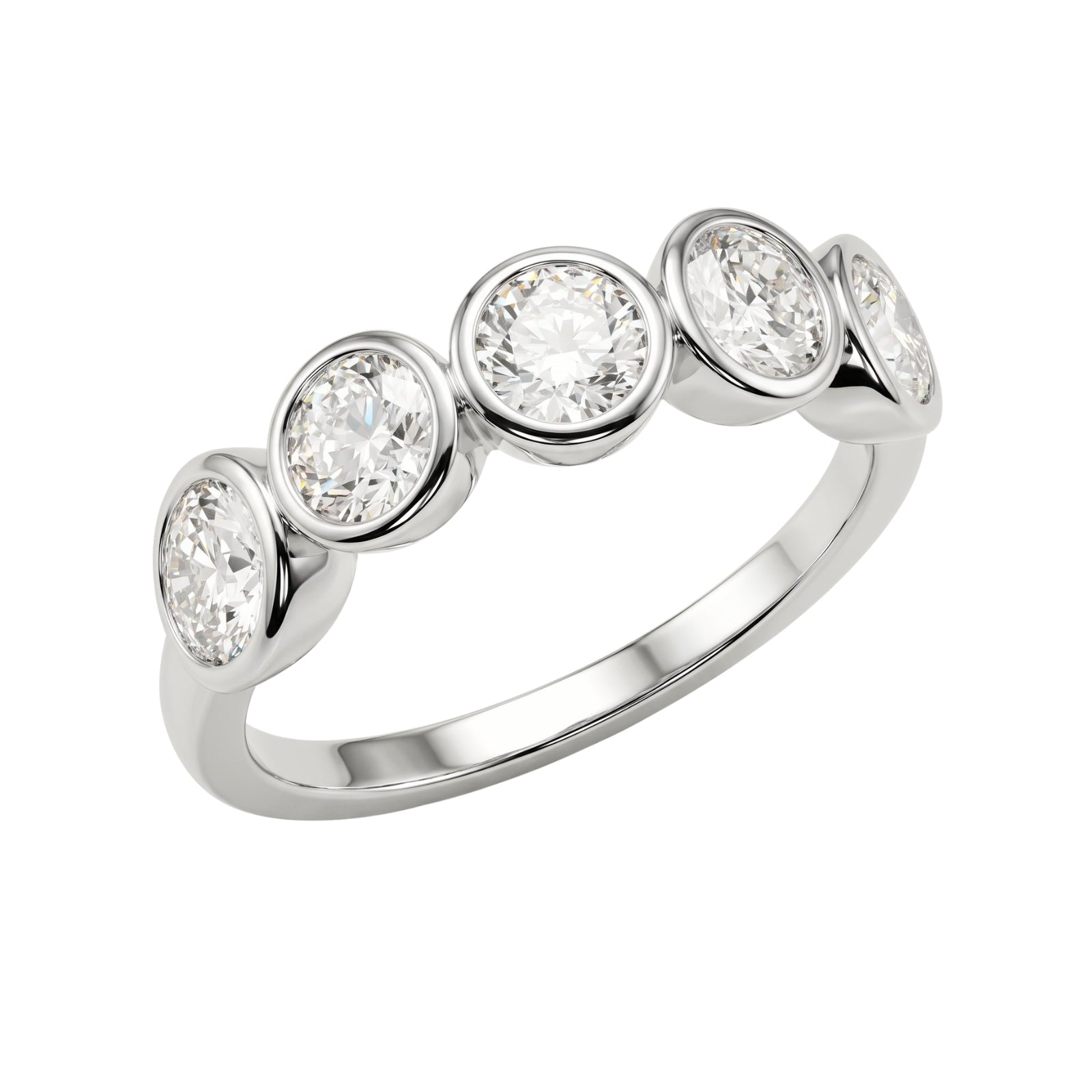 Venturant 3.00 Carat T.W. Round-cut Lab Grown Diamond (F/VS+) 14K Gold Bezel Set 5 Stone Band Ring