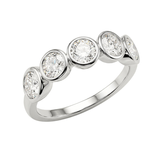 Venturant 3.00 Carat T.W. Round-cut Lab Grown Diamond (F/VS+) 14K Gold Bezel Set 5 Stone Band Ring