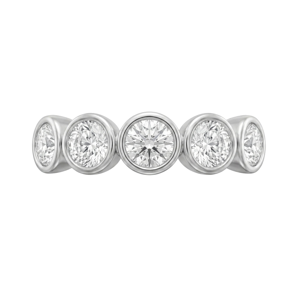 Venturant 3.00 Carat T.W. Round-cut Lab Grown Diamond (F/VS+) 14K Gold Bezel Set 5 Stone Band Ring