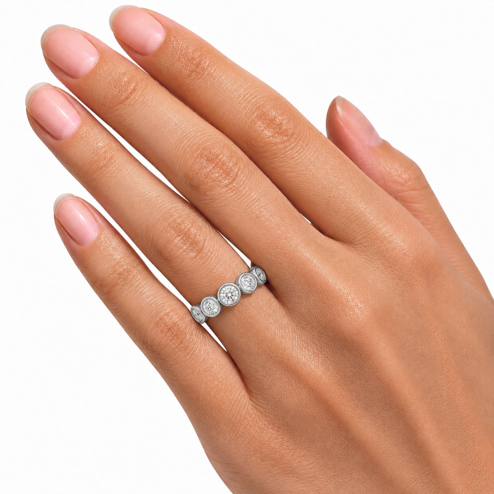 Venturant 3.00 Carat T.W. Round-cut Lab Grown Diamond (F/VS+) 14K Gold Bezel Set 5 Stone Band Ring