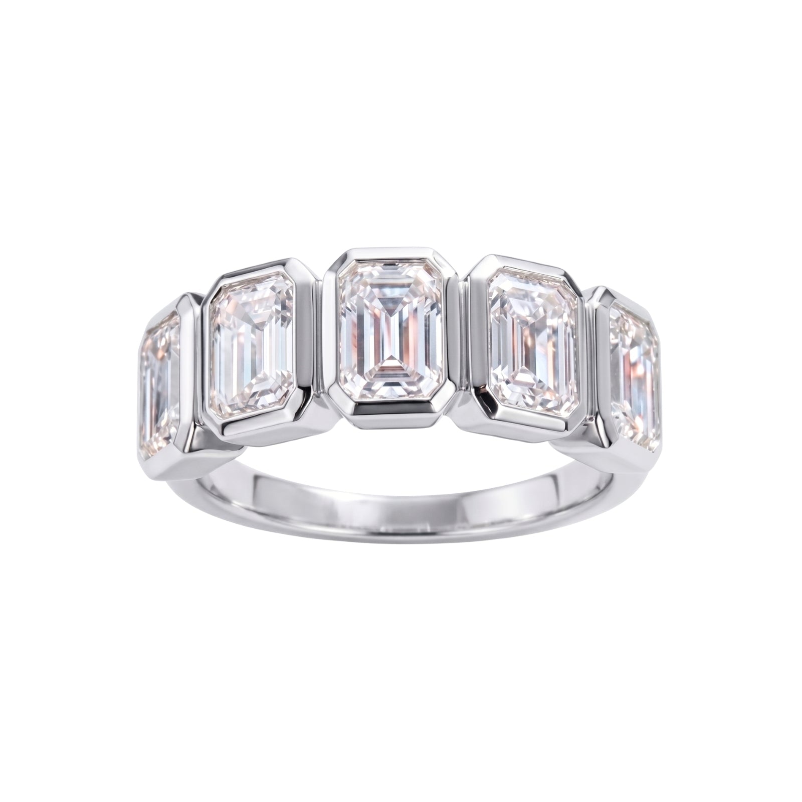 Venturant 3.00 Carat T.W. Emerald-cut Lab Grown Diamond (F/VS+) 14K Gold Bezel Set 5 Stone Band Ring