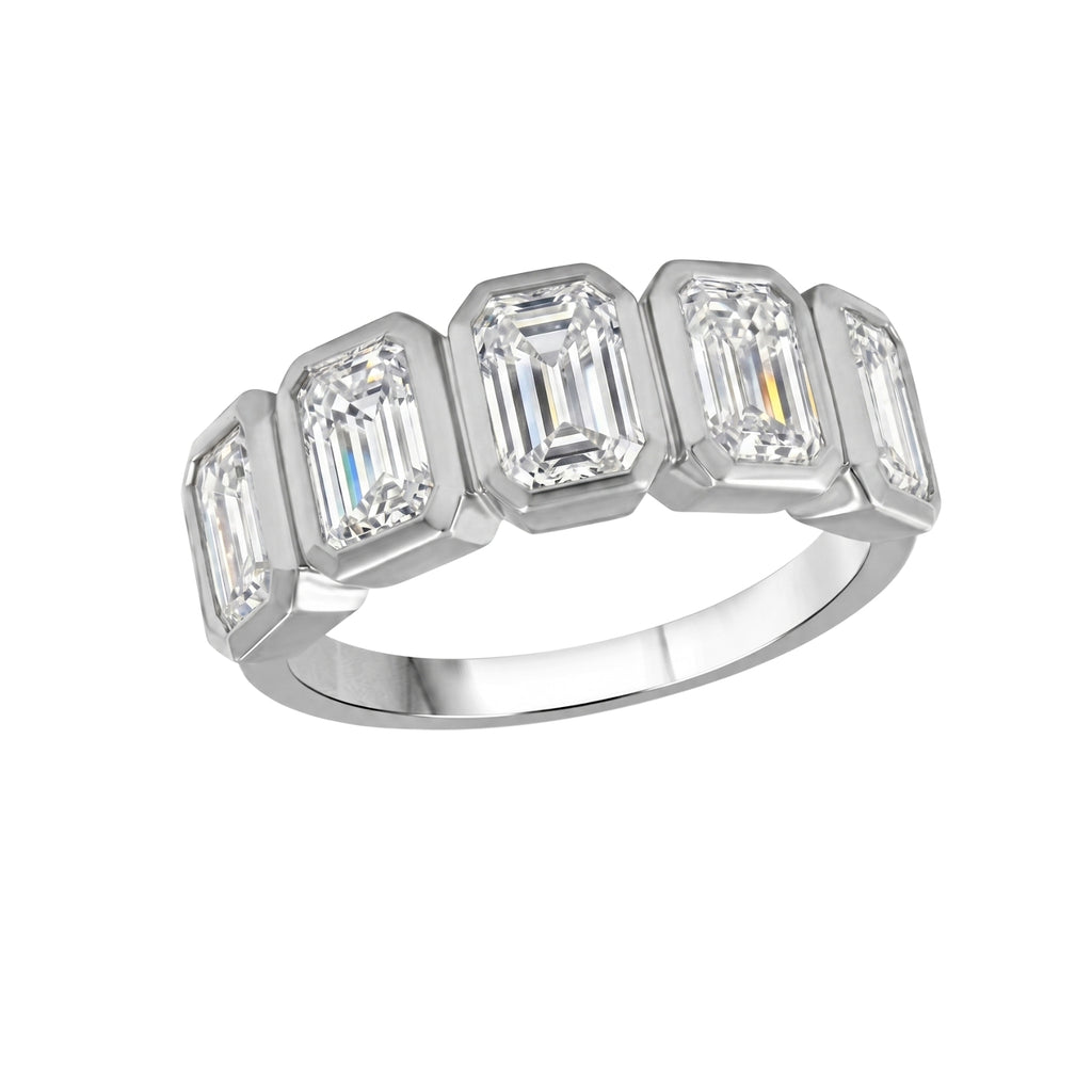 Venturant 3.00 Carat T.W. Emerald-cut Lab Grown Diamond (F/VS+) 14K Gold Bezel Set 5 Stone Band Ring
