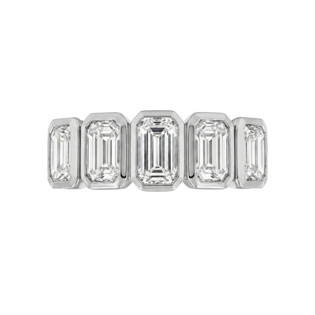 Venturant 3.00 Carat T.W. Emerald-cut Lab Grown Diamond (F/VS+) 14K Gold Bezel Set 5 Stone Band Ring